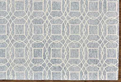 5' X 8' Gray And Ivory Wool Geometric Tufted Handmade Stain Resistant Area Rug