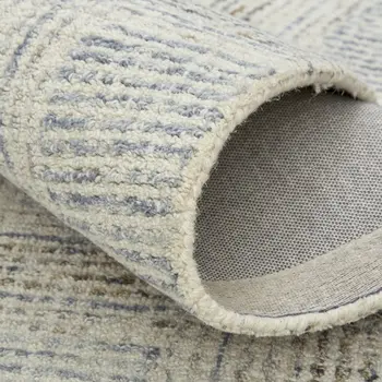 8' X 10' Ivory And Gray Wool Plaid Tufted Handmade Stain Resistant Area Rug