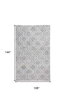 9' X 12' Blue Gray And Ivory Wool Geometric Tufted Handmade Stain Resistant Area Rug