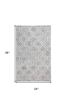 2' X 3' Blue Gray And Ivory Wool Geometric Tufted Handmade Stain Resistant Area Rug