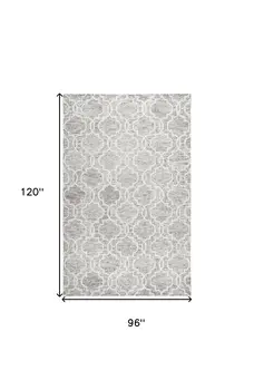 8' X 10' Gray and Ivory Wool Geometric Hand Tufted Area Rug
