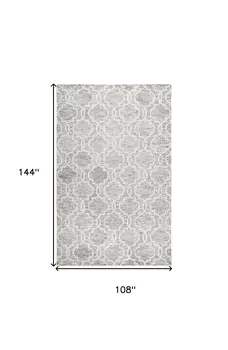 9' X 12' Gray And Ivory Wool Geometric Tufted Handmade Stain Resistant Area Rug