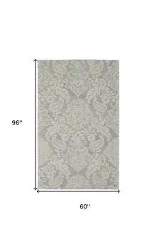 5' X 8' Blue And Ivory Wool Paisley Tufted Handmade Stain Resistant Area Rug