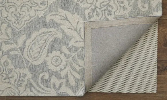 8' X 10' Blue And Ivory Wool Paisley Tufted Handmade Stain Resistant Area Rug
