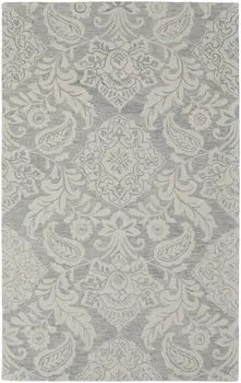 9' X 12' Blue And Ivory Wool Paisley Tufted Handmade Stain Resistant Area Rug