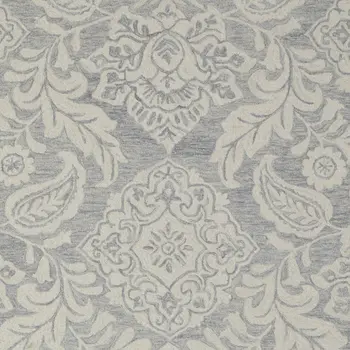 9' X 12' Blue And Ivory Wool Paisley Tufted Handmade Stain Resistant Area Rug