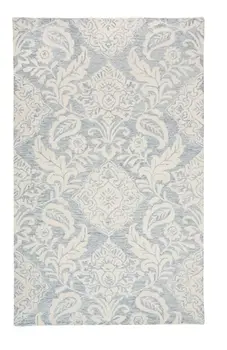 2' X 3' Blue And Ivory Wool Paisley Tufted Handmade Stain Resistant Area Rug