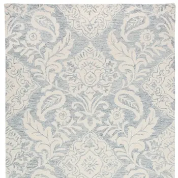 2' X 3' Blue And Ivory Wool Paisley Tufted Handmade Stain Resistant Area Rug