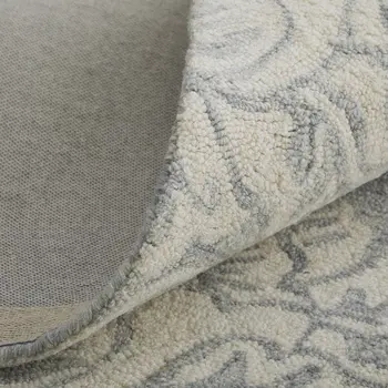 2' X 3' Blue And Ivory Wool Paisley Tufted Handmade Stain Resistant Area Rug