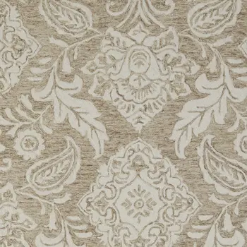 5' X 8' Tan And Ivory Wool Paisley Tufted Handmade Stain Resistant Area Rug
