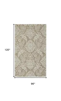 8' X 10' Tan And Ivory Wool Paisley Tufted Handmade Stain Resistant Area Rug