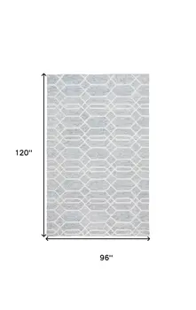 8' X 10' Blue and Ivory Wool Geometric Hand Tufted Area Rug
