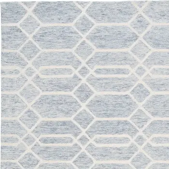 8' X 10' Blue and Ivory Wool Geometric Hand Tufted Area Rug