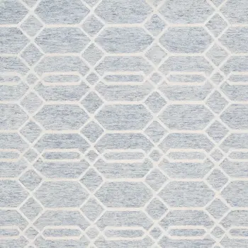 2' X 3' Blue And Ivory Wool Geometric Tufted Handmade Stain Resistant Area Rug