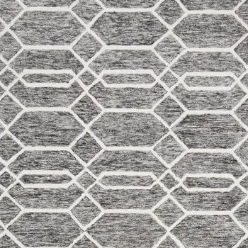 5' X 8' Gray Black And Ivory Wool Geometric Tufted Handmade Stain Resistant Area Rug