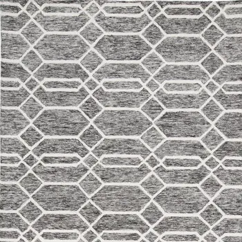 5' X 8' Gray Black And Ivory Wool Geometric Tufted Handmade Stain Resistant Area Rug