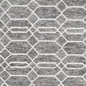 9' X 12' Gray Black And Ivory Wool Geometric Tufted Handmade Stain Resistant Area Rug