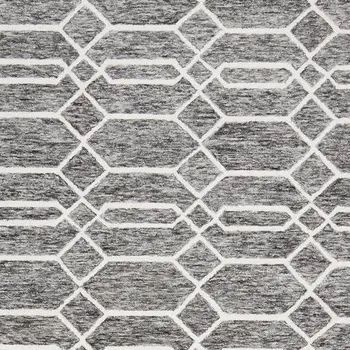 2' X 3' Gray Black And Ivory Wool Geometric Tufted Handmade Stain Resistant Area Rug