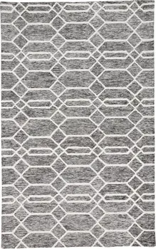 2' X 3' Gray Black And Ivory Wool Geometric Tufted Handmade Stain Resistant Area Rug