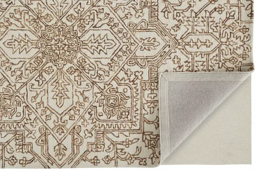 9' X 12' Ivory And Brown Wool Floral Tufted Handmade Stain Resistant Area Rug