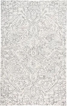 5' X 8' Ivory And Gray Wool Floral Tufted Handmade Stain Resistant Area Rug