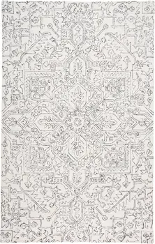 8' X 10' Ivory And Gray Wool Floral Tufted Handmade Stain Resistant Area Rug