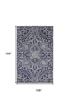 9' X 12' Blue And Ivory Wool Floral Tufted Handmade Stain Resistant Area Rug