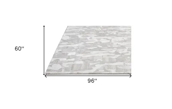 5' X 8' Gray Taupe And Silver Abstract Tufted Handmade Area Rug
