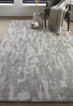 5' X 8' Gray Taupe And Silver Abstract Tufted Handmade Area Rug