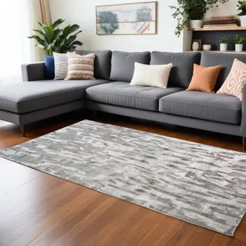 8' X 10' Taupe and Gray Abstract Hand Tufted Area Rug