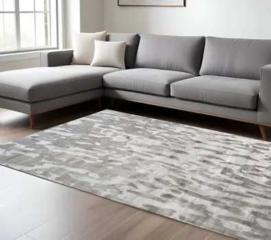 8' X 10' Taupe and Gray Abstract Hand Tufted Area Rug