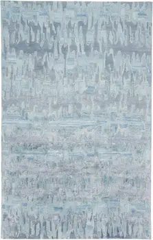 5' X 8' Blue Green And Gray Abstract Tufted Handmade Area Rug