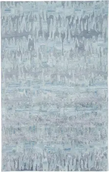 5' X 8' Blue Green And Gray Abstract Tufted Handmade Area Rug