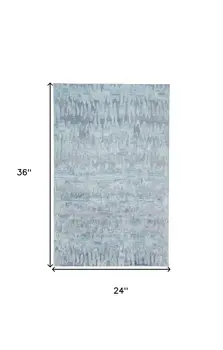 2' X 3' Blue Green And Gray Abstract Tufted Handmade Area Rug