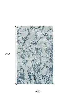 4' X 6' Blue and Green Abstract Hand Tufted Area Rug