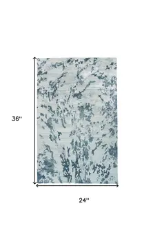 2' X 3' Blue and Green Abstract Hand Tufted Area Rug