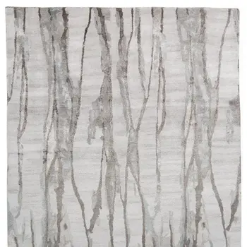 4' X 6' Ivory and Gray Abstract Hand Tufted Area Rug