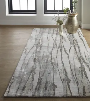 5' X 8' Taupe Ivory And Gray Abstract Tufted Handmade Area Rug