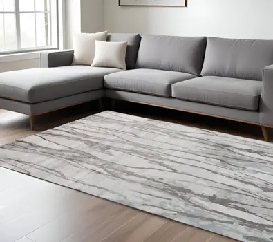8' X 10' Taupe Ivory And Gray Abstract Tufted Handmade Area Rug