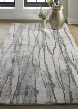 10' X 13' Taupe Ivory And Gray Abstract Tufted Handmade Area Rug