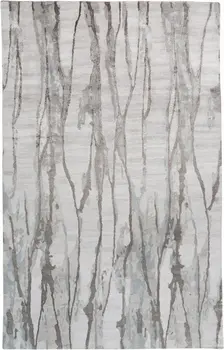 2' X 3' Ivory and Gray Abstract Hand Tufted Area Rug