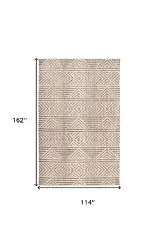 10' X 13' Tan Ivory And Brown Geometric Stain Resistant Area Rug