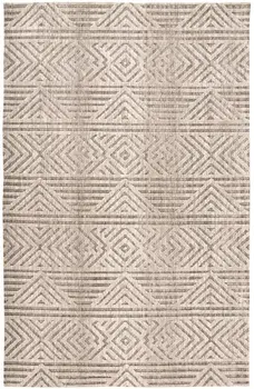 2' X 3' Tan Ivory And Brown Geometric Stain Resistant Area Rug