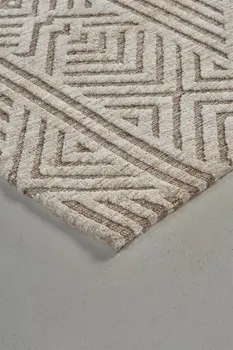 2' X 3' Tan Ivory And Brown Geometric Stain Resistant Area Rug