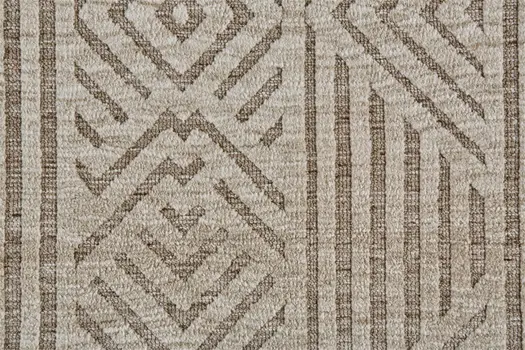 2' X 3' Tan Ivory And Brown Geometric Stain Resistant Area Rug