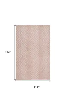 10' X 13' Pink And Ivory Geometric Stain Resistant Area Rug