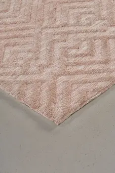 10' X 13' Pink And Ivory Geometric Stain Resistant Area Rug