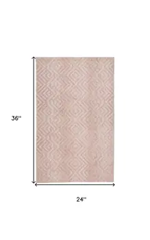 2' X 3' Pink And Ivory Geometric Stain Resistant Area Rug