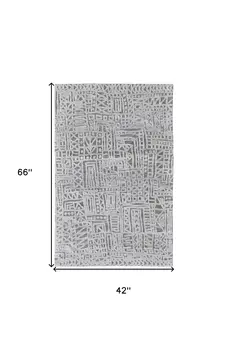4' X 6' Gray And Silver Geometric Stain Resistant Area Rug