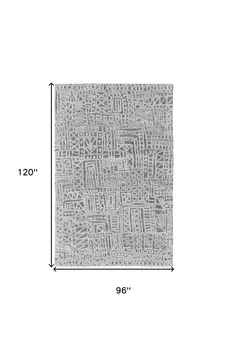 8' X 10' Gray Geometric Non Skid Area Rug
